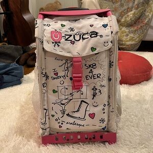 Zuca Sk8 Bag with Doodles and Pink Frame